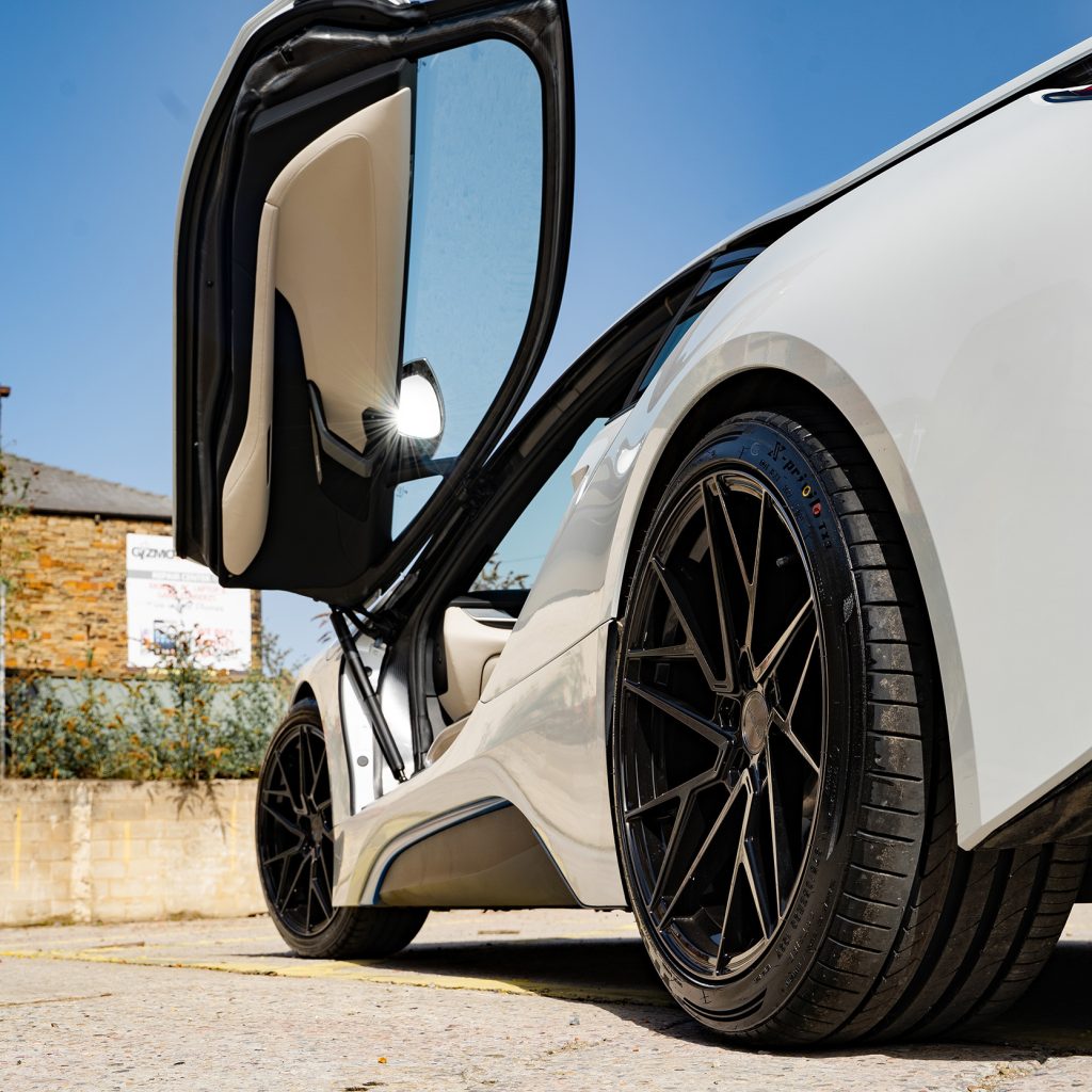 BMW i8 Riviera RF106 Black Polished Dark Tint Staggered Fitment